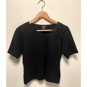 Vintage International Concepts Womens Top Large Black Crochet Trim Whimsigoth